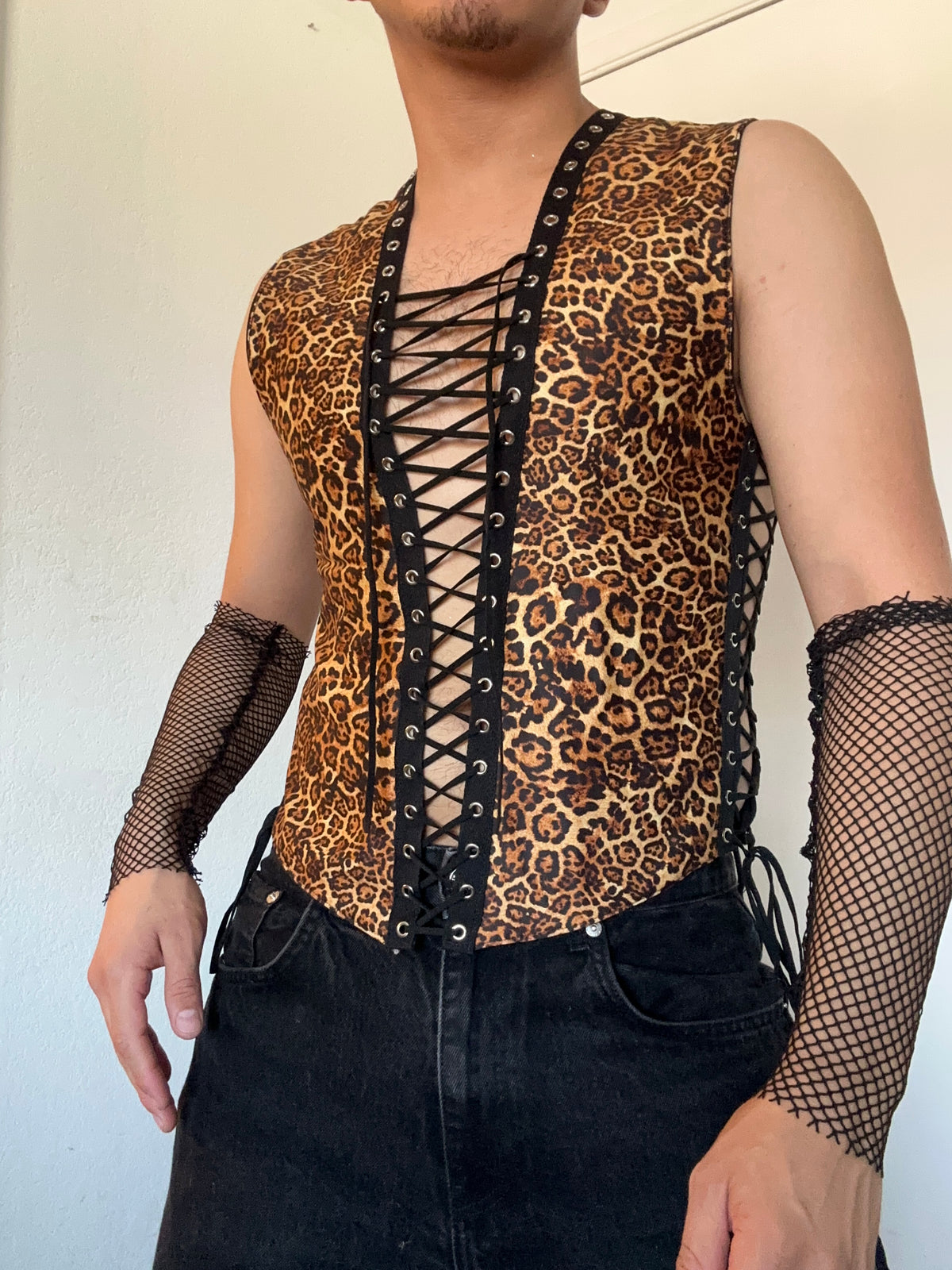 Leopard lace-up tank