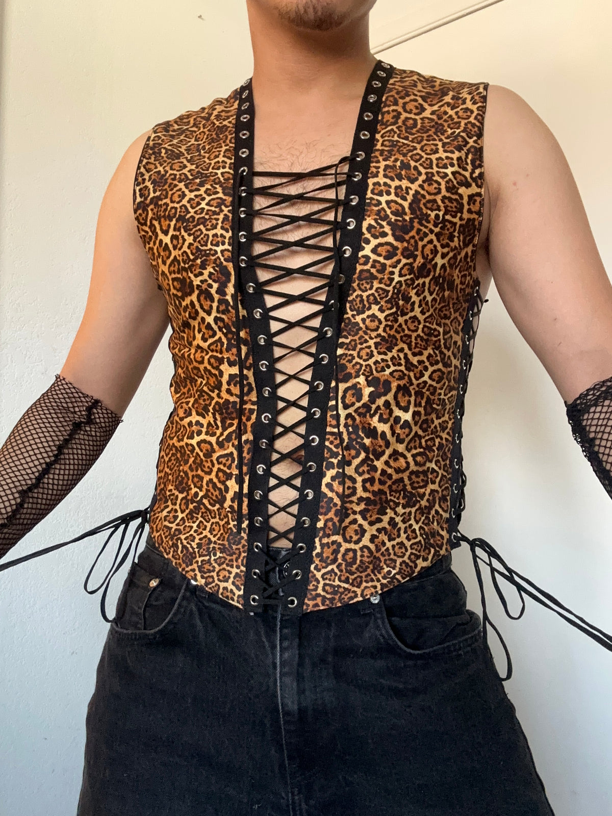 Leopard lace-up tank