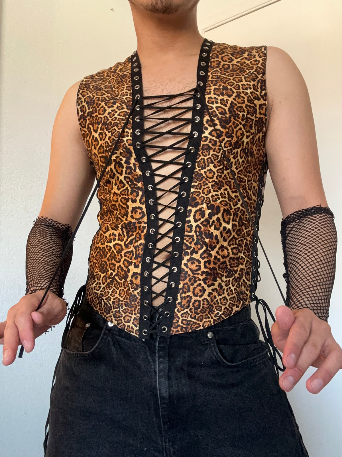 Leopard lace-up tank