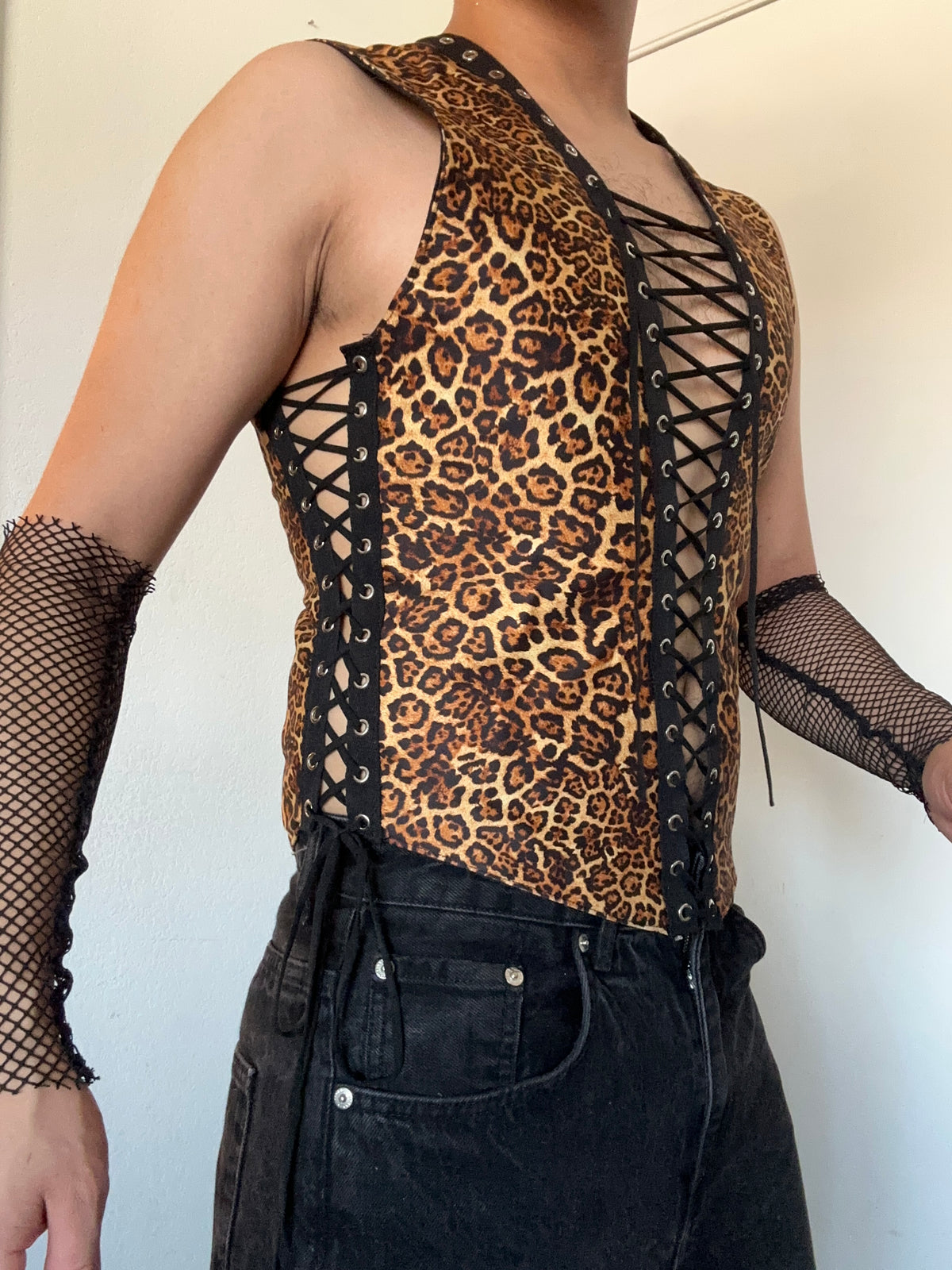 Leopard lace-up tank
