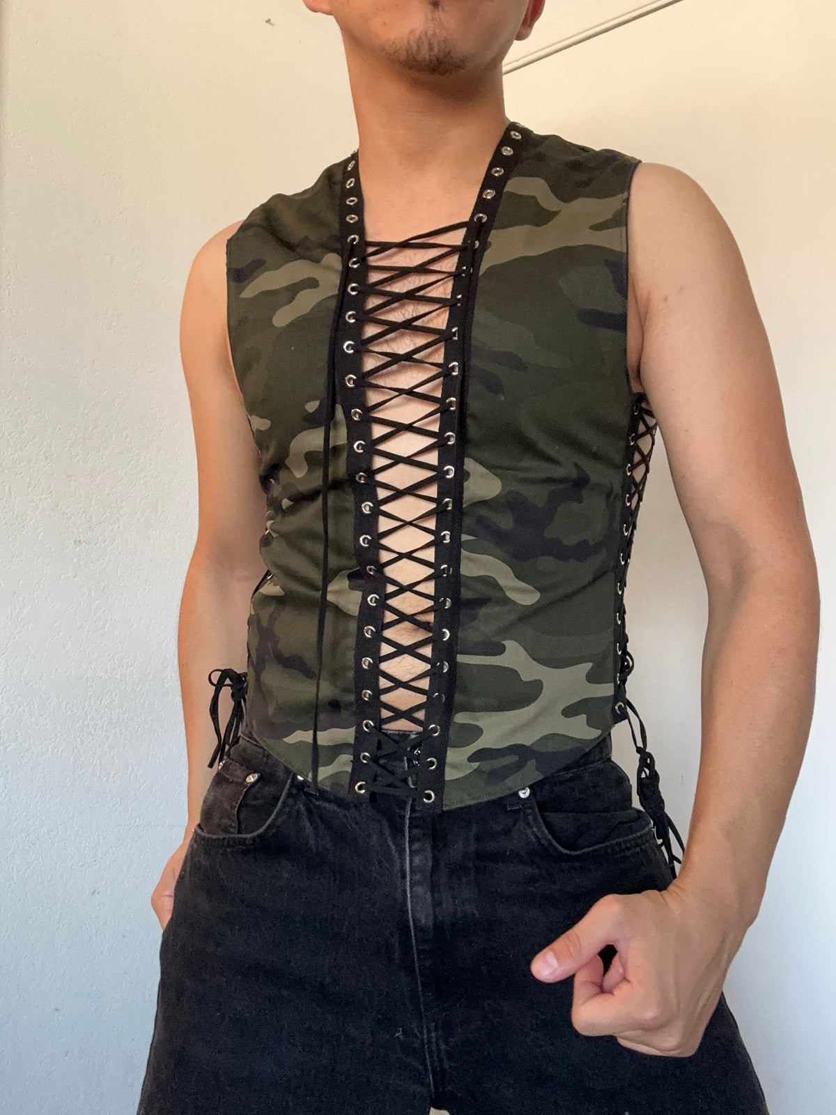 Camo lace-up tank